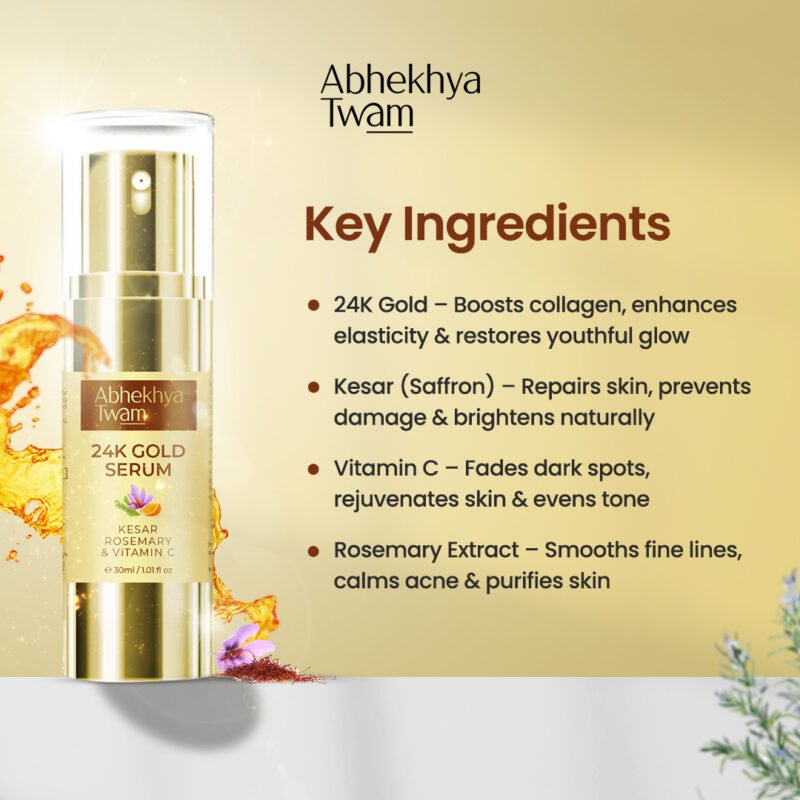 24K Gold Serum with Kesar, Vitamin C and Rosemary - Image 2