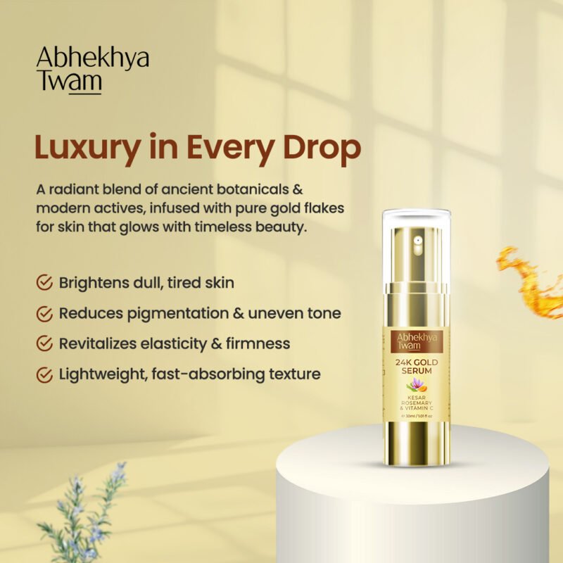 24K Gold Serum with Kesar, Vitamin C and Rosemary - Image 4