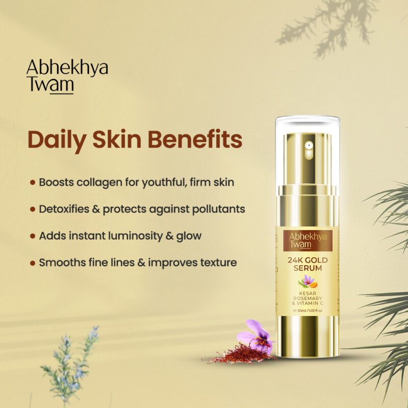 24K Gold Serum with Kesar, Vitamin C and Rosemary - Image 3