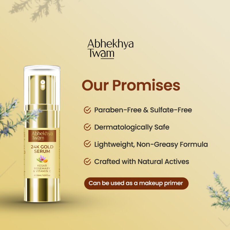 24K Gold Serum with Kesar, Vitamin C and Rosemary - Image 5